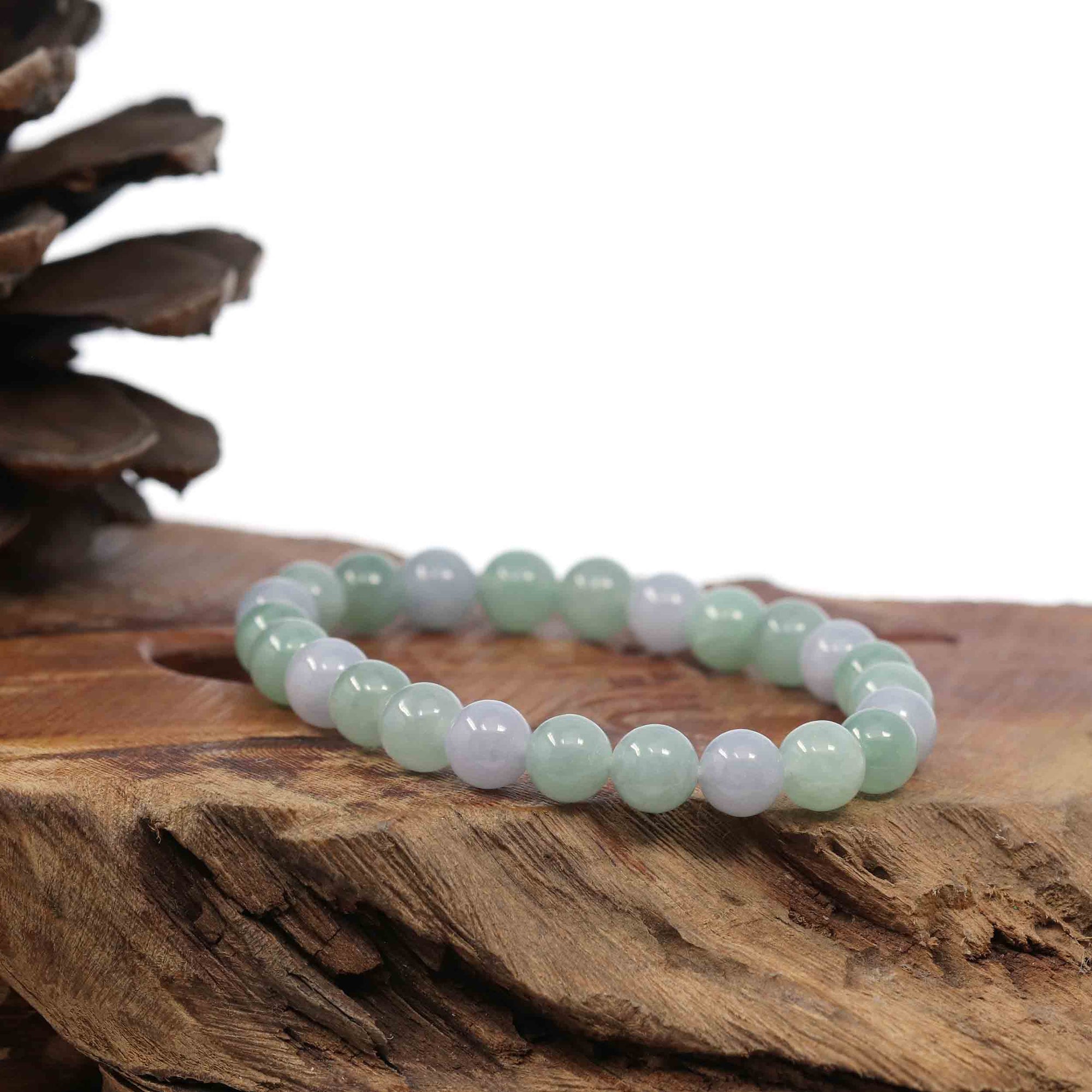 Baikalla Jewelry jade beads bracelet Natural Jadeite Jade Round Green Beads Bracelet ( 7.5 mm )