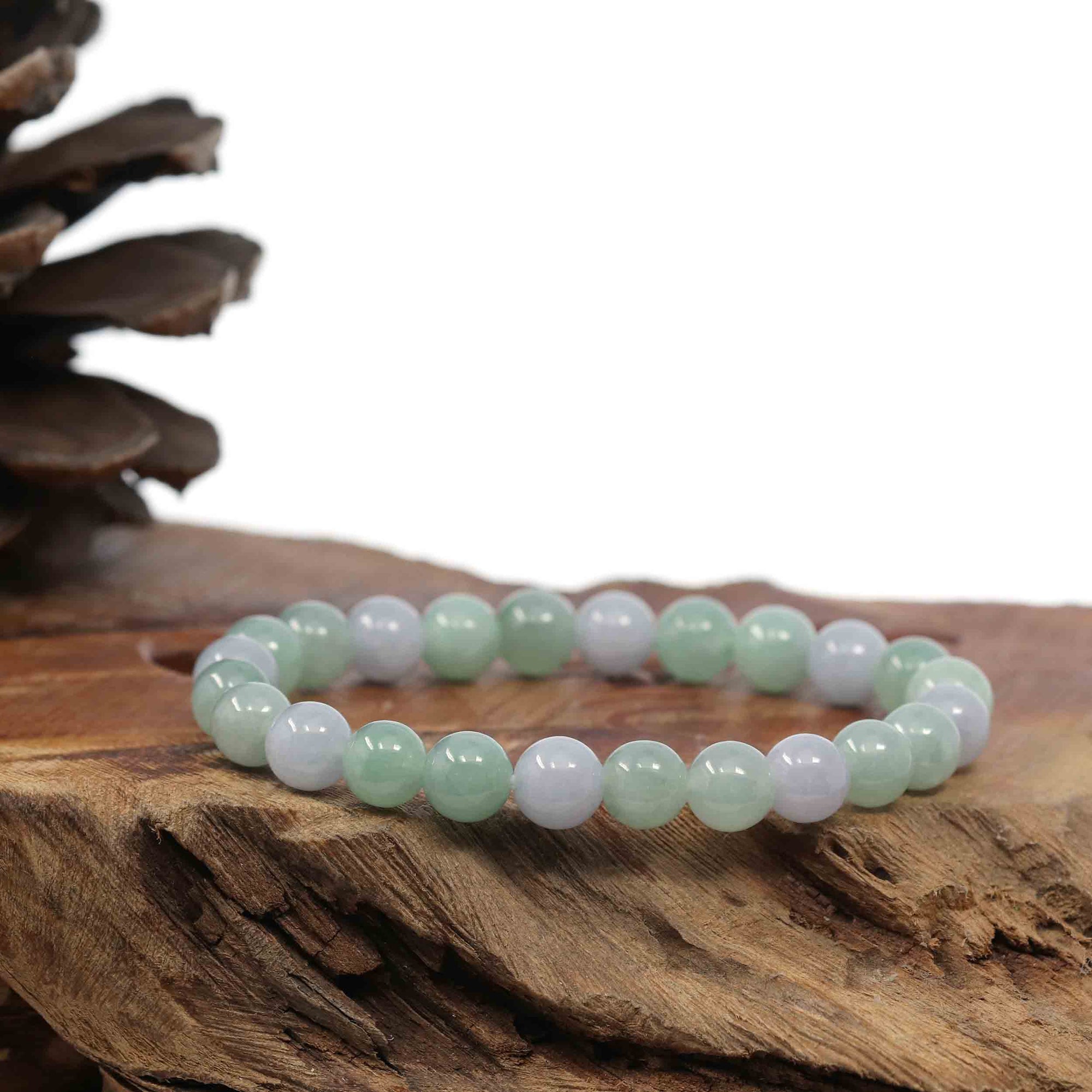 Baikalla Jewelry jade beads bracelet Natural Jadeite Jade Round Green Beads Bracelet ( 7.5 mm )