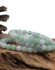 Baikalla Jewelry jade beads bracelet 6.5 inches Natural Jadeite Jade Round Green Beads Bracelet ( 7.5 mm )