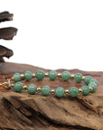 Baikalla Jewelry jade beads bracelet Baikalla Genuine Green Jadeite Jade Round Beads Bracelet With 18K Yellow Gold Clasp and Gold Beads ( 7 mm )