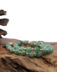 Baikalla Jewelry jade beads bracelet Baikalla Genuine Green Jadeite Jade Round Beads Bracelet With 18K Yellow Gold Clasp and Gold Beads ( 7 mm )