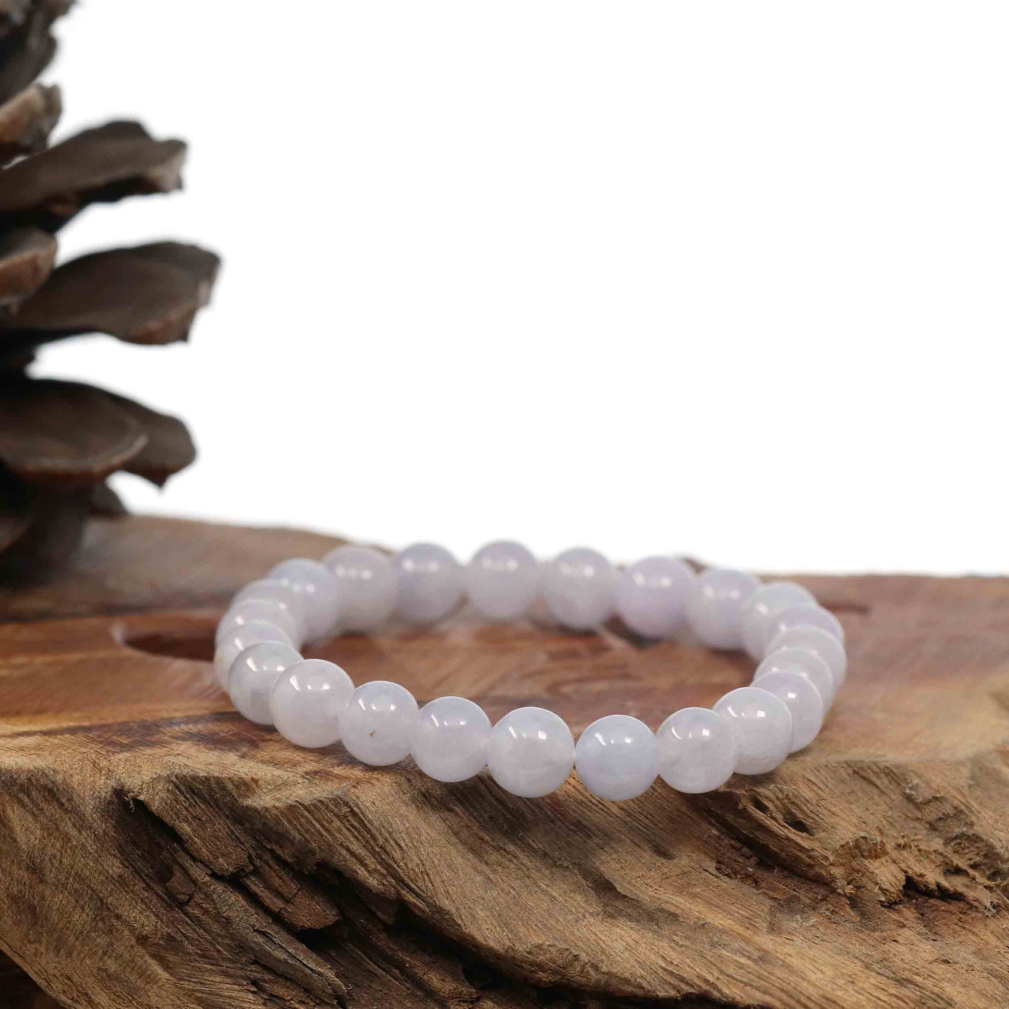 Baikalla Jewelry jade beads bracelet Natural Jadeite Jade Round Lavender Beads Bracelet ( 8mm )