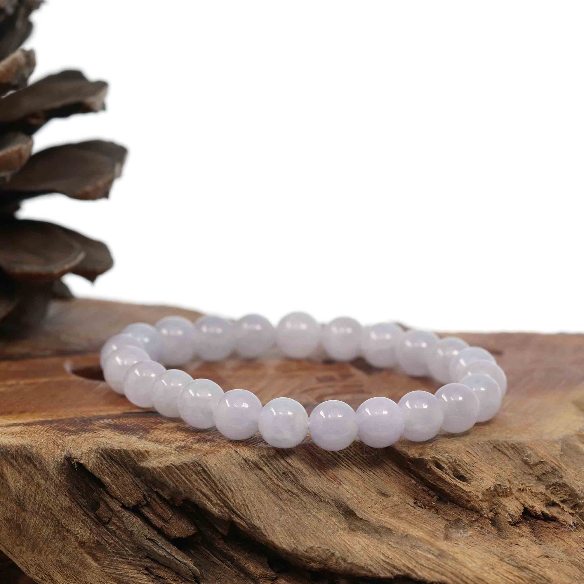 Baikalla Jewelry jade beads bracelet Natural Jadeite Jade Round Lavender Beads Bracelet ( 8mm )