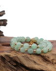 Baikalla Jewelry jade beads bracelet Baikalla Genuine Ice Light Green Jadeite Jade Round Beads Bracelet With 18K Yellow Gold Clasp and Gold Beads ( 7.8 mm )