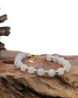 Baikalla Jewelry jade beads bracelet Baikalla Genuine High Ice  Light Lavender Jadeite Jade Round Beads Bracelet With 18K Yellow Gold Clasp and Gold Beads ( 7 mm )