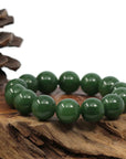 Baikalla Jewelry jade beads bracelet High Baikalla Genuine Green Nephrite Jade Big Round Beads Men's Bracelet( 14.8mm )