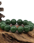 Baikalla Jewelry jade beads bracelet High Baikalla Genuine Green Nephrite Jade Big Round Beads Men's Bracelet( 14.8mm )