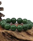 Baikalla Jewelry jade beads bracelet High Baikalla Genuine Green Nephrite Jade Big Round Beads Men's Bracelet( 14.8mm )