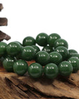 Baikalla Jewelry jade beads bracelet High Baikalla Genuine Green Nephrite Jade Big Round Beads Men's Bracelet( 14.8mm )