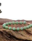 Baikalla Jewelry jade beads bracelet Baikalla Genuine Green Jadeite Jade Round Beads Bracelet With 18K Yellow Gold Clasp and Gold Beads ( 6 mm )