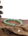 Baikalla Jewelry jade beads bracelet Baikalla Genuine Green Jadeite Jade Round Beads Bracelet With 18K Yellow Gold Clasp and Gold Beads ( 6 mm )