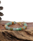 Baikalla Jewelry jade beads bracelet High Multiple Colors Jadeite Jade Beads Bracelet With 18K Yellow Gold Clasp ( 7 mm )