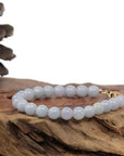 Baikalla Jewelry jade beads bracelet Baikalla Genuine 8mm Lavender Jadeite Jade Round Beads Bracelet With 18K Yellow Gold Clasp