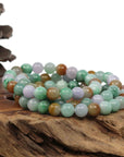 Baikalla Jewelry jade beads bracelet 6.5 inches High Genuine Jadeite Jade Round Multiple Colors Beads Bracelet ( 8 mm)