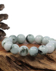 Baikalla Jewelry jade beads bracelet Natural Jadeite Jade 14mm Round Blue Green Beads Men's Bracelet (14mm)