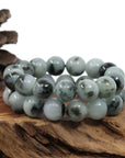 Baikalla Jewelry jade beads bracelet Natural Jadeite Jade 14mm Round Blue Green Beads Men's Bracelet (14mm)