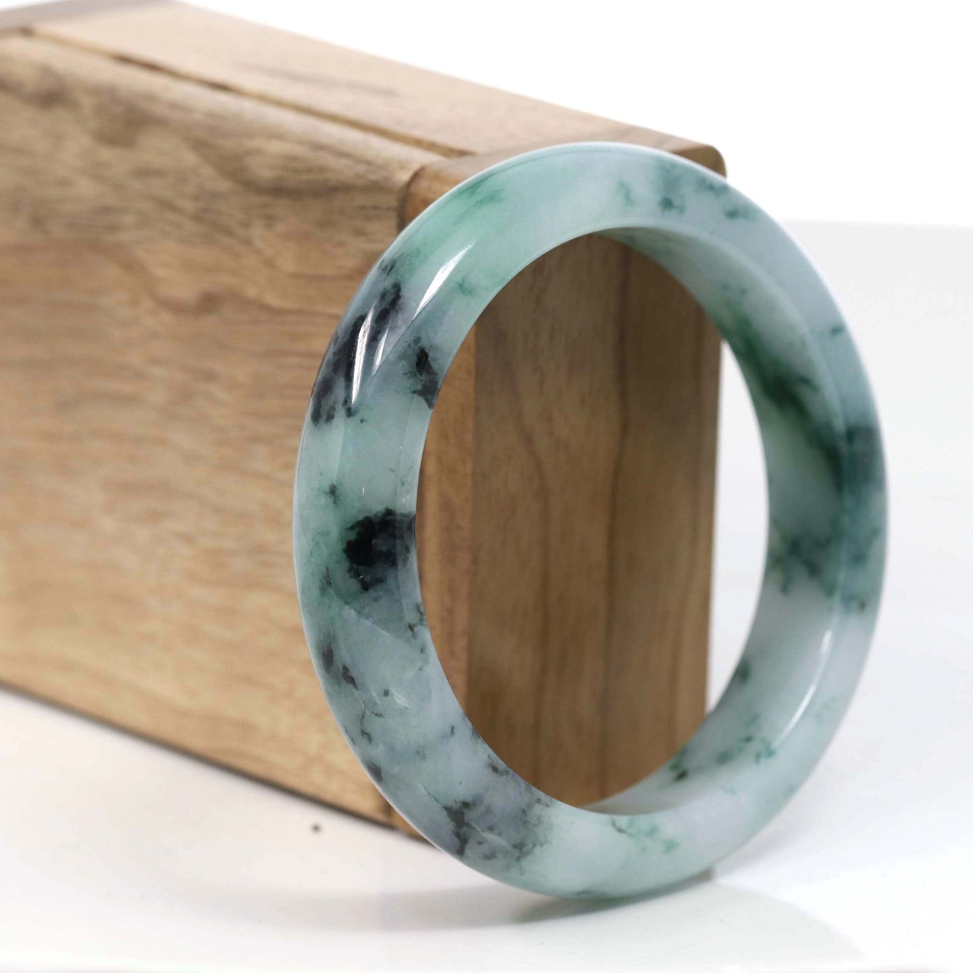 Baikalla Jewelry Jadeite Jade Bangle Bracelet Copy of Copy of Natural Burmese Blue-green Jadeite Jade Bangle Bracelet (56.19mm)