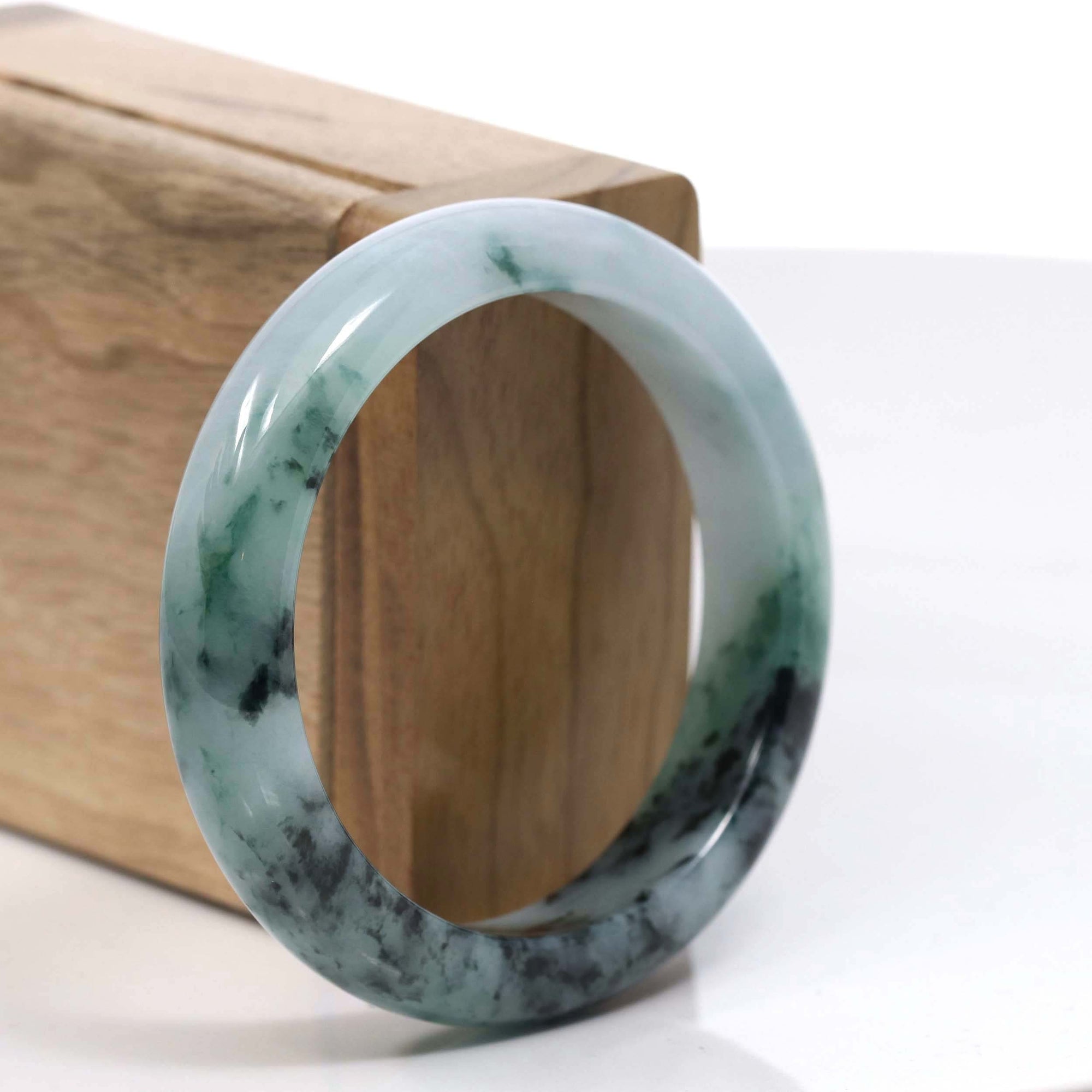 Baikalla Jewelry Jadeite Jade Bangle Bracelet Copy of Copy of Copy of Copy of Natural Burmese Blue-green Jadeite Jade Bangle Bracelet (56.19mm)#T038