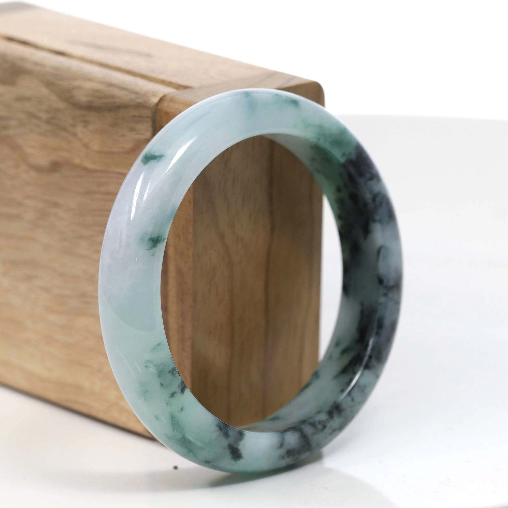 Baikalla Jewelry Jadeite Jade Bangle Bracelet Copy of Copy of Copy of Copy of Natural Burmese Blue-green Jadeite Jade Bangle Bracelet (56.19mm)#T038