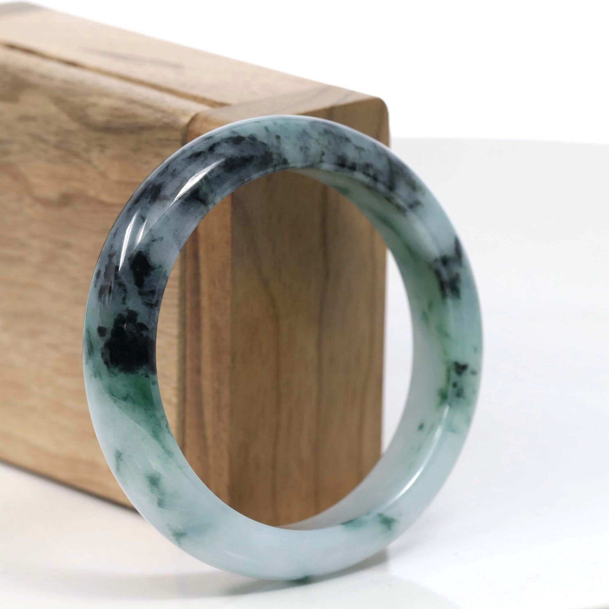 Baikalla Jewelry Jadeite Jade Bangle Bracelet Copy of Copy of Copy of Copy of Natural Burmese Blue-green Jadeite Jade Bangle Bracelet (56.19mm)