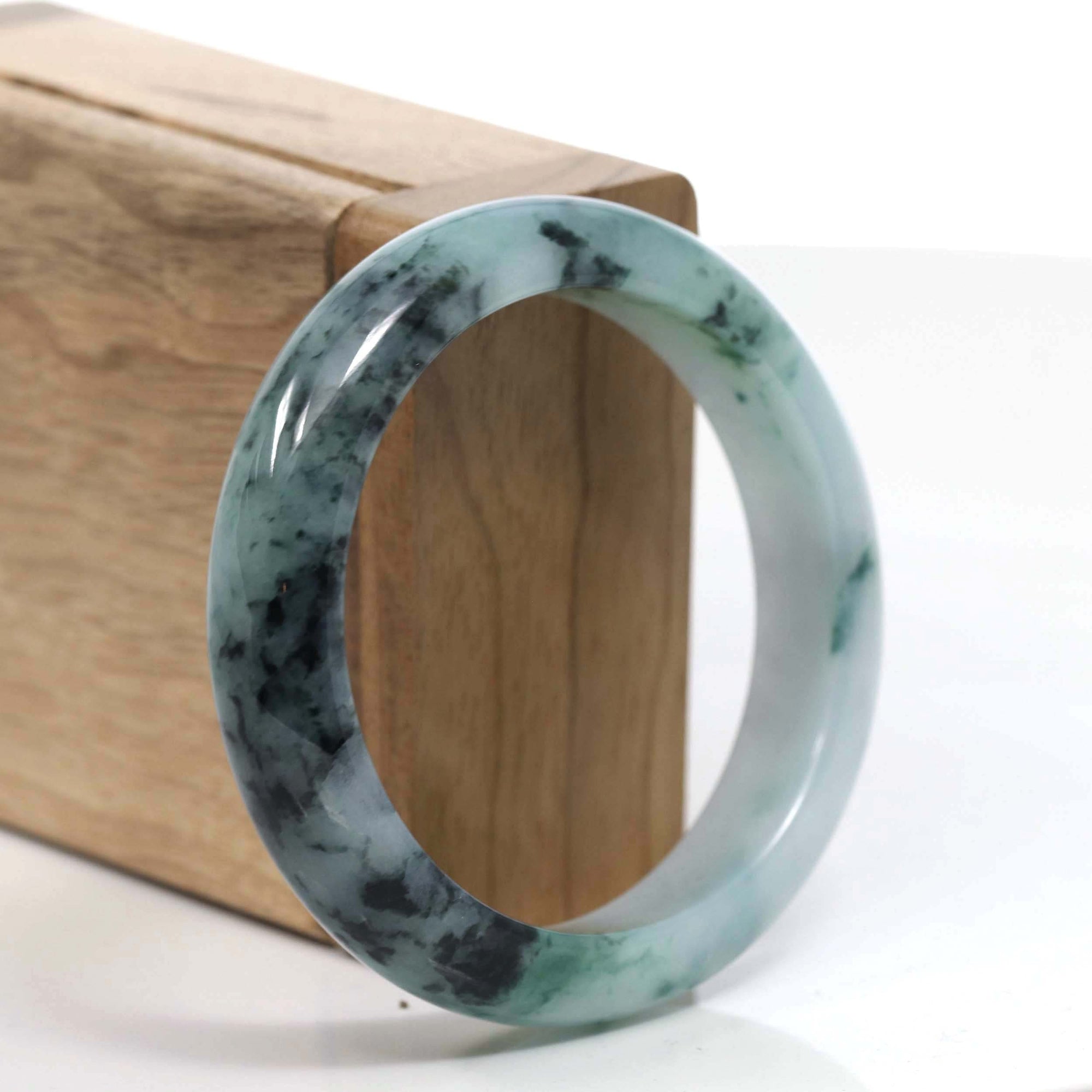 Baikalla Jewelry Jadeite Jade Bangle Bracelet Copy of Copy of Copy of Copy of Natural Burmese Blue-green Jadeite Jade Bangle Bracelet (56.19mm)#T038