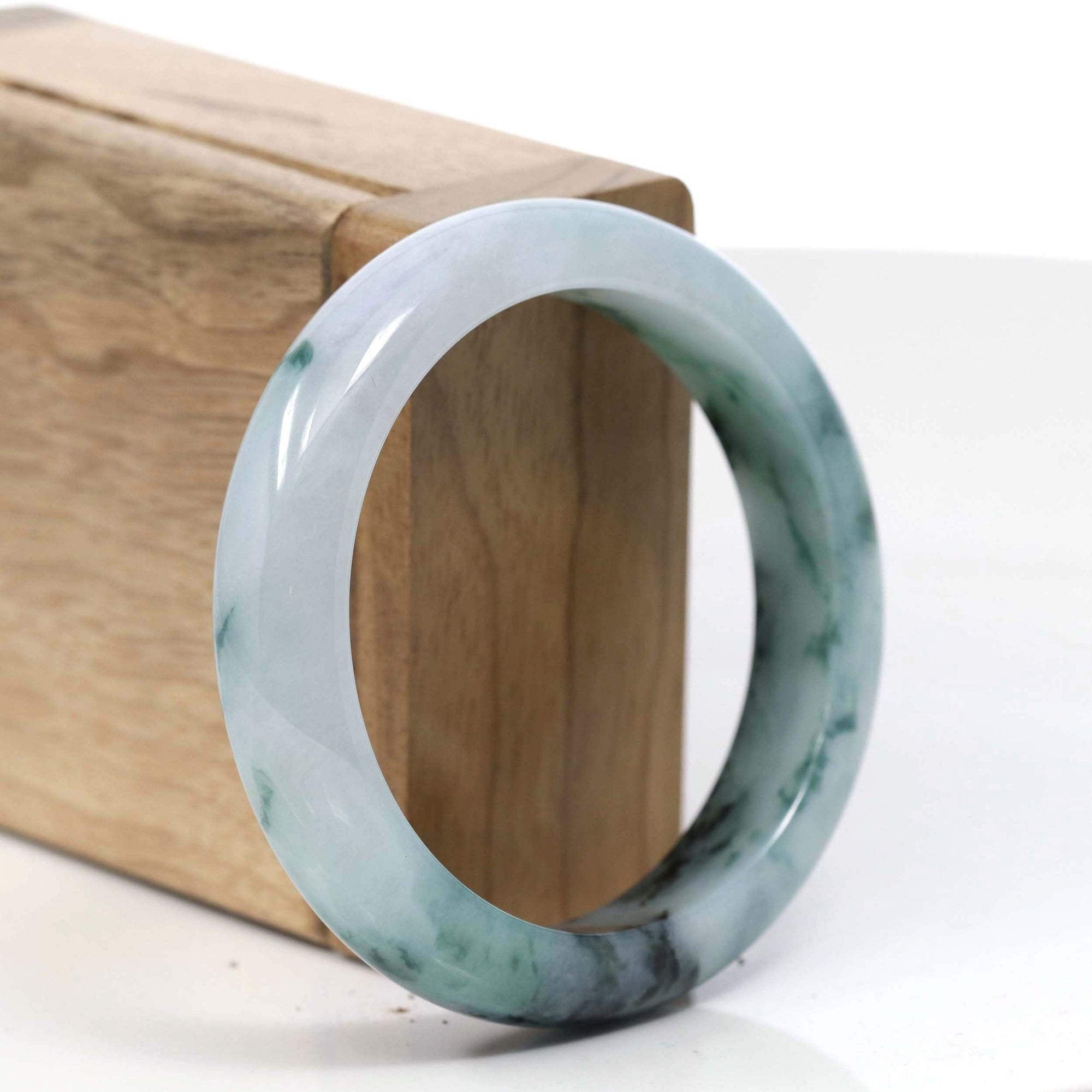 Baikalla Jewelry Jadeite Jade Bangle Bracelet Copy of Copy of Copy of Copy of Natural Burmese Blue-green Jadeite Jade Bangle Bracelet (56.19mm)#T038