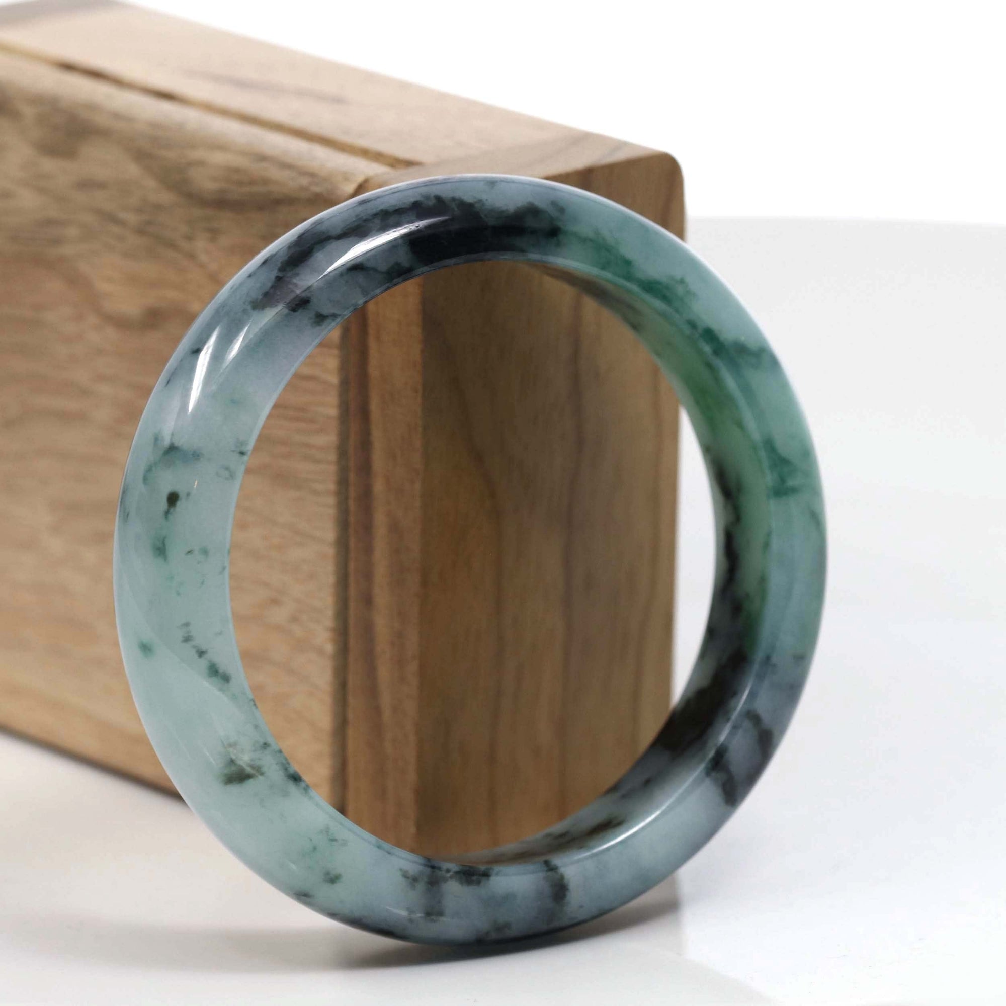 Baikalla Jewelry Jadeite Jade Bangle Bracelet Copy of Copy of Copy of Copy of Natural Burmese Blue-green Jadeite Jade Bangle Bracelet (56.19mm)