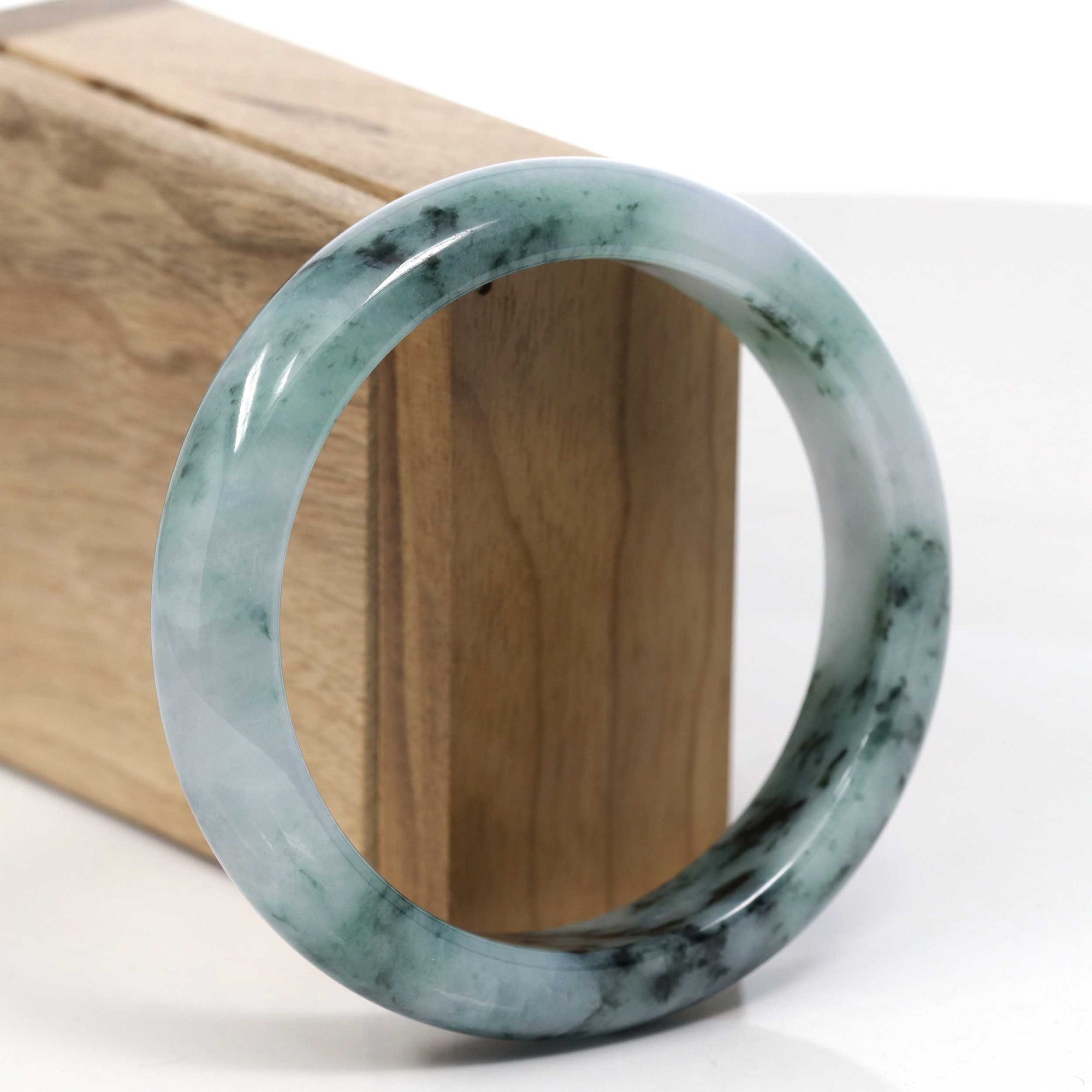 Baikalla Jewelry Jadeite Jade Bangle Bracelet Copy of Copy of Copy of Natural Burmese Blue-green Jadeite Jade Bangle Bracelet (56.19mm)