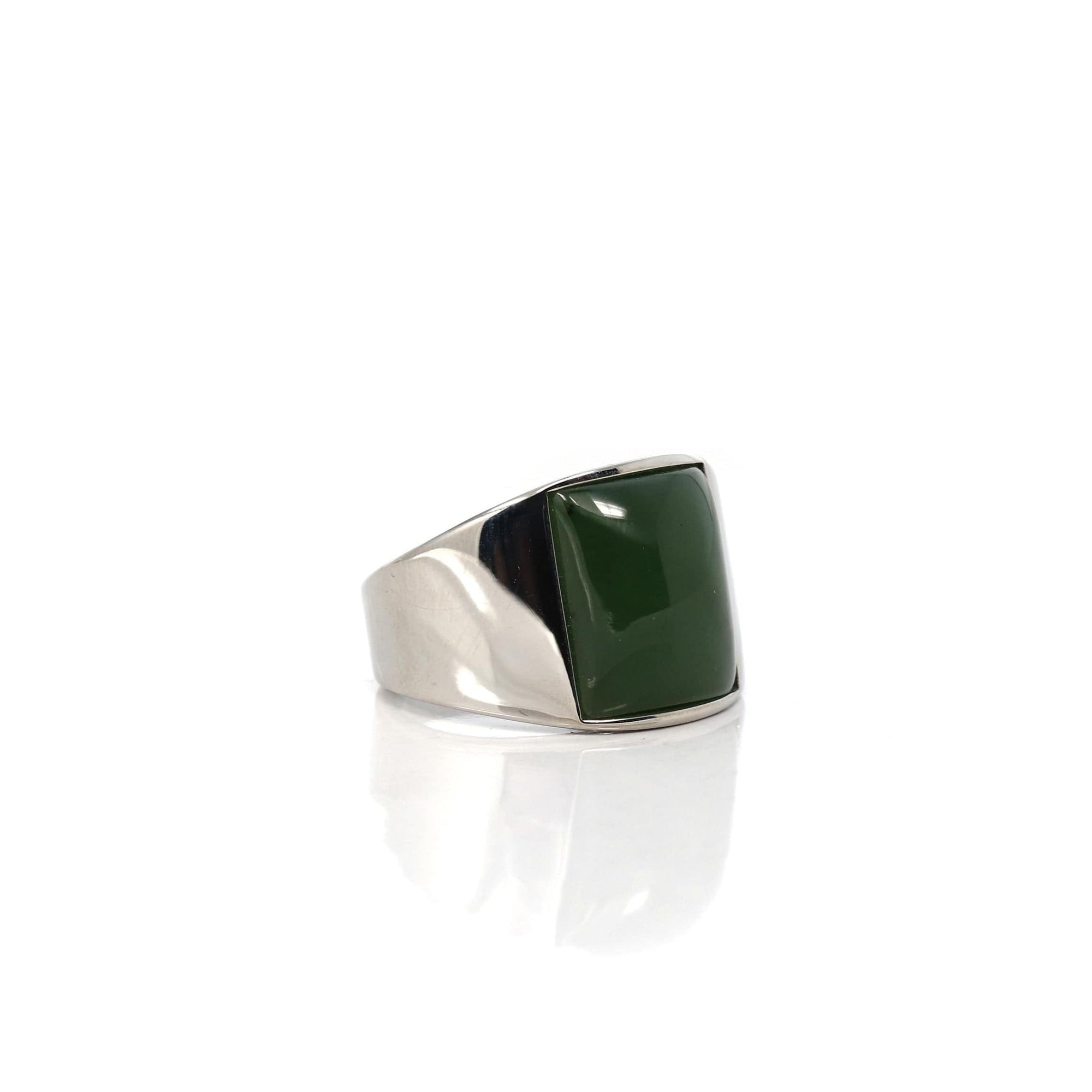 Baikalla Jewelry Jade Ring Copy of Copy of Baikalla™ &quot;Signature Signet&quot; Sterling Silver Real Green Nephrite Jade Classic Men&#39;s Ring