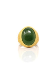 Baikalla Jewelry Jade Ring Copy of Baikalla™ "Classic Signet" Gold Plated Sterling Silver Real Green Jade Classic Men's Ring