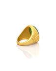 Baikalla Jewelry Jade Ring Copy of Baikalla™ "Classic Signet" Gold Plated Sterling Silver Real Green Jade Classic Men's Ring