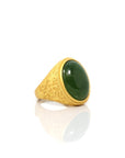 Baikalla Jewelry Jade Ring Copy of Baikalla™ "Classic Signet" Gold Plated Sterling Silver Real Green Jade Classic Men's Ring