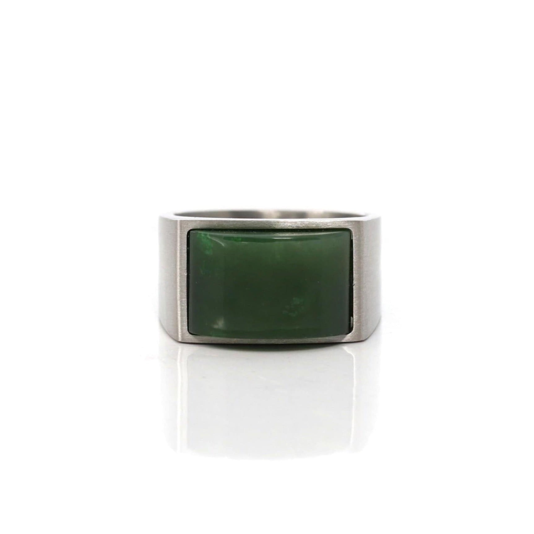 Baikalla Jewelry Jade Ring Copy of Baikalla™ &quot;Signature Signet&quot; Sterling Silver Real Green Nephrite Jade Classic Men&#39;s Ring