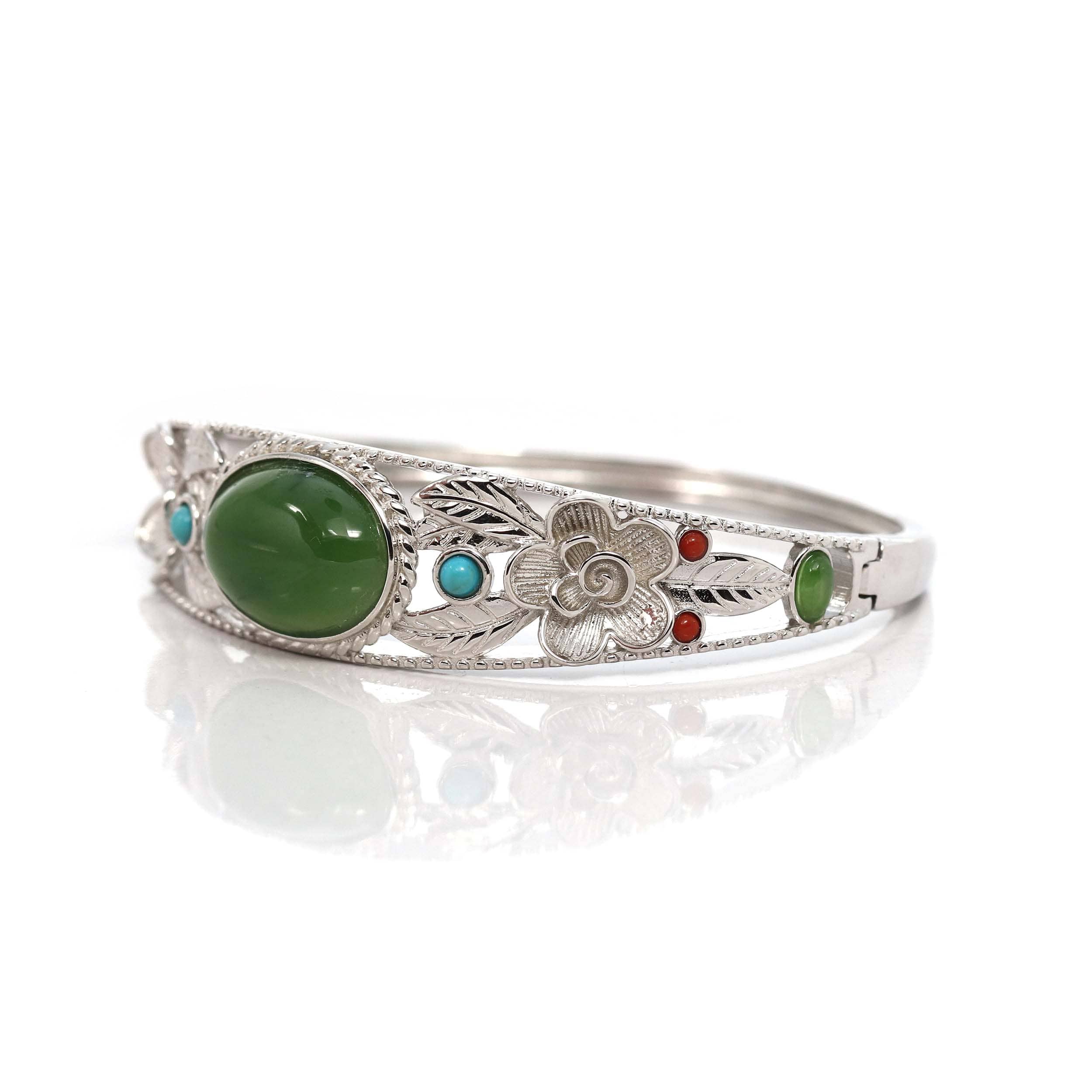 Natural Emerald Gemstone set in a designed Sterling Silver cuff hotsell bracelet