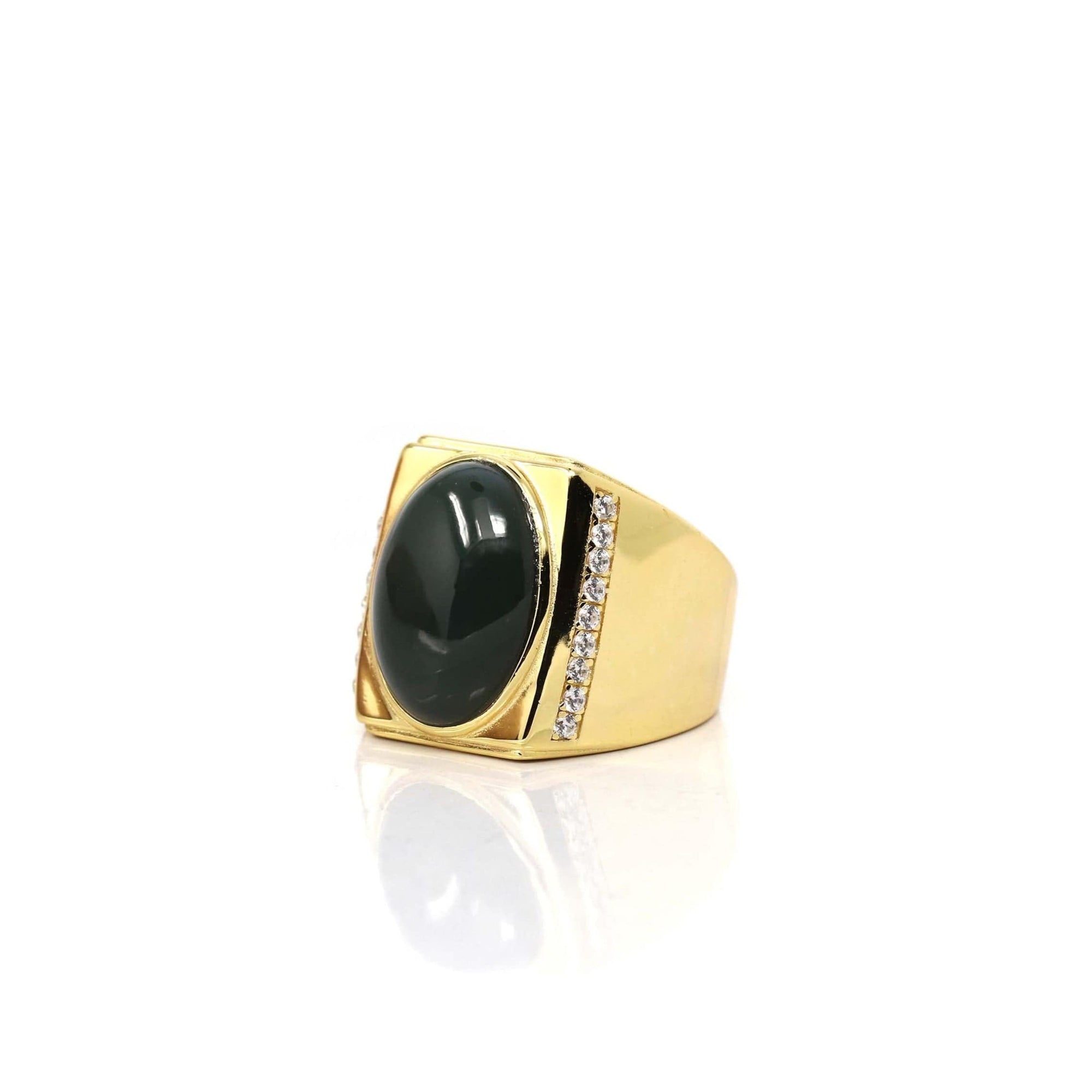 Baikalla Jewelry Jade Ring Copy of Copy of Baikalla™ &quot;Classic Signet&quot; Gold Plated Sterling Silver Real Green Jade Classic Men&#39;s Ring