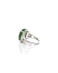 Baikalla Jewelry Jade Ring Copy of Baikalla™ "Classic Oval With Accents" Sterling Silver Real Green Nephrite Jade Classic Ring For Her