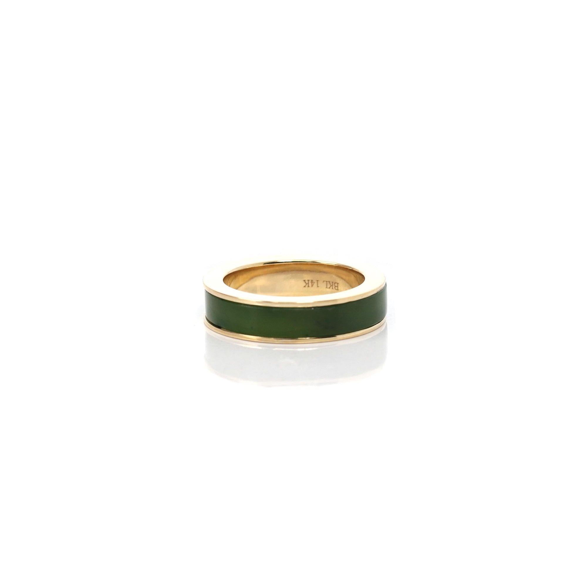 Baikalla Jewelry Gold Jadeite Jade Ring Copy of Baikalla "Classic Oval Signet" 14k Genuine Forest Green Old mine Jadeite Jade Men's Ring