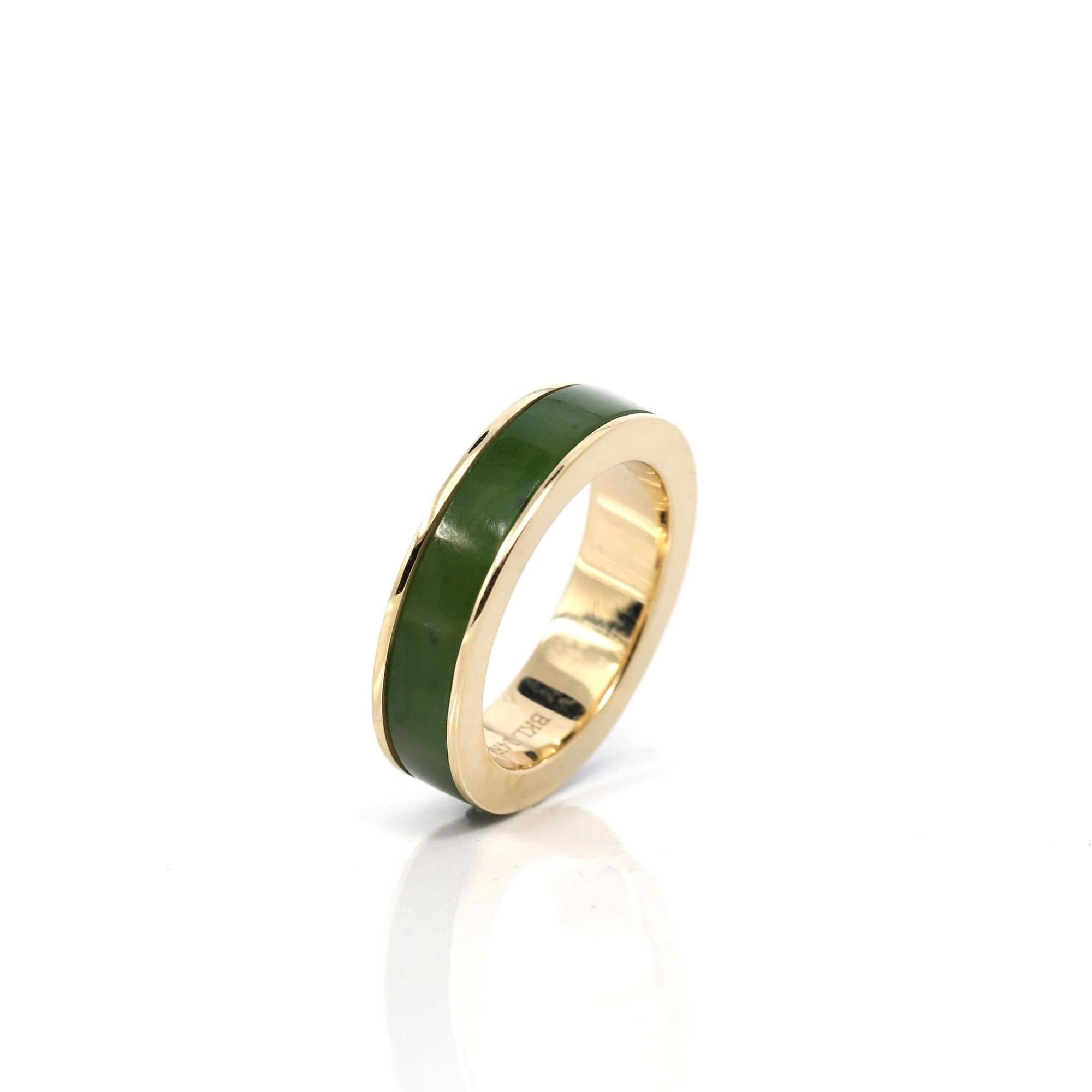 Baikalla Jewelry Gold Jadeite Jade Ring Copy of Baikalla "Classic Oval Signet" 14k Genuine Forest Green Old mine Jadeite Jade Men's Ring