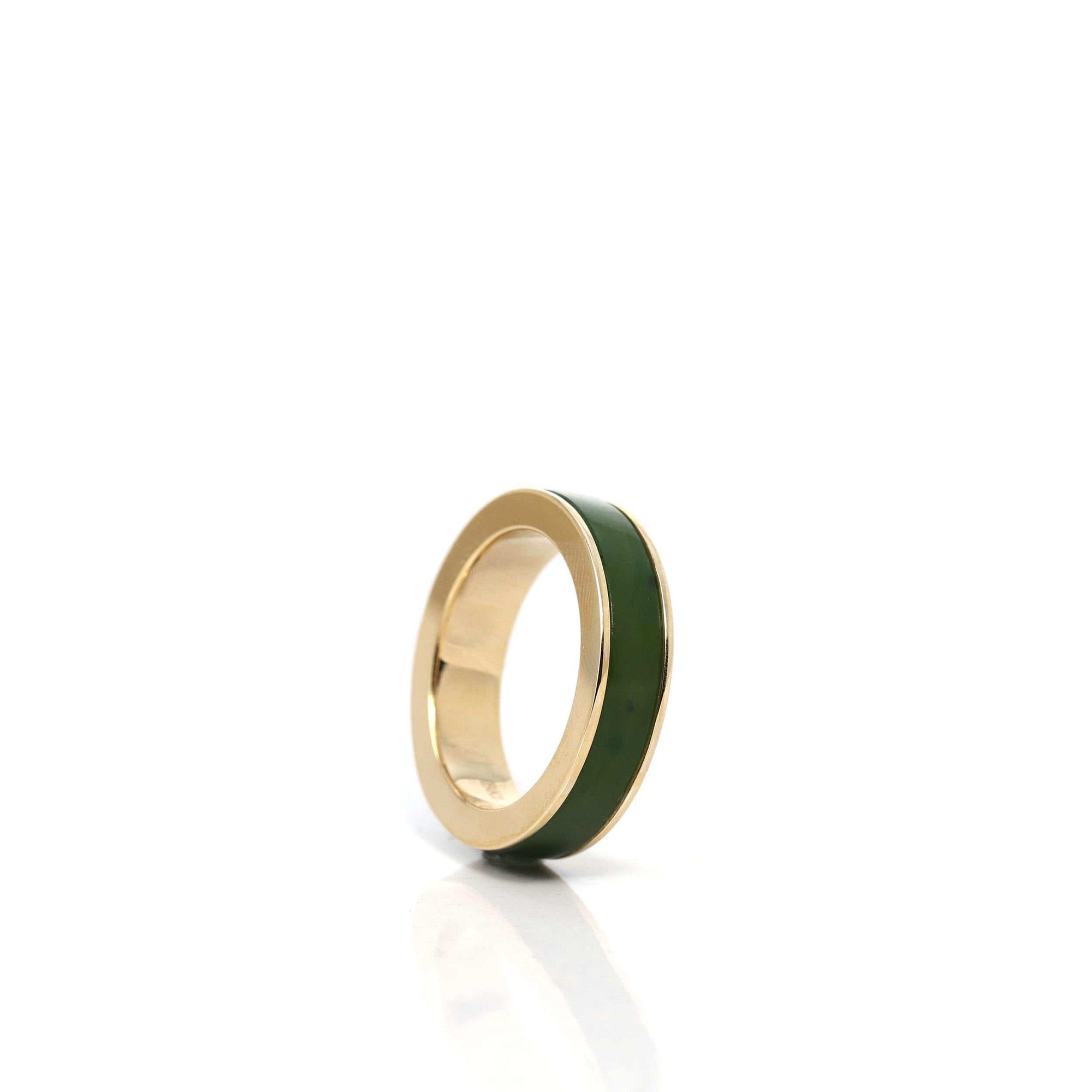 Baikalla Jewelry Gold Jadeite Jade Ring Copy of Baikalla &quot;Classic Oval Signet&quot; 14k Genuine Forest Green Old mine Jadeite Jade Men&#39;s Ring