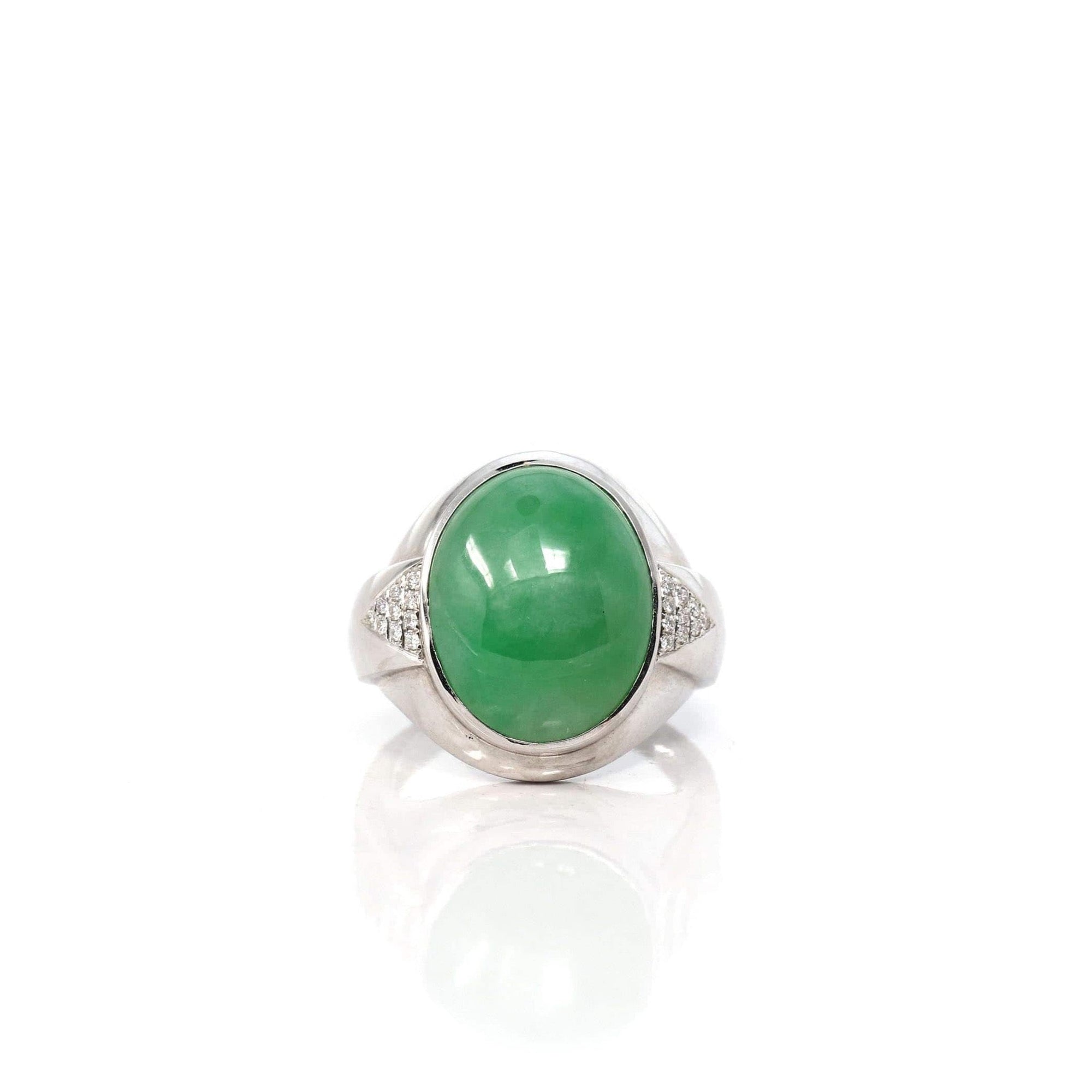 Baikalla Jewelry Jadeite Engagement Ring Copy of Baikalla 18k White Gold Natural Imperial Green Jadeite Jade Men's Ring