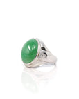 Baikalla Jewelry Jadeite Engagement Ring Copy of Baikalla 18k White Gold Natural Imperial Green Jadeite Jade Men's Ring