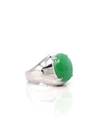 Baikalla Jewelry Jadeite Engagement Ring Copy of Copy of Copy of Baikalla 18k White Gold Natural Imperial Green Jadeite Jade Men's Ring