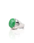 Baikalla Jewelry Jadeite Engagement Ring Copy of Copy of Copy of Baikalla 18k White Gold Natural Imperial Green Jadeite Jade Men's Ring