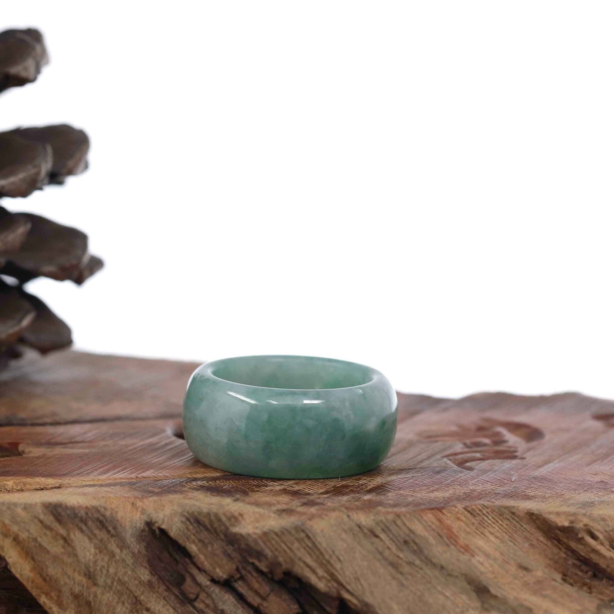 Baikalla Jewelry Jadeite Jade Bangle Bracelet Copy of Genuine Burmese Blue-green Jadeite Jade Men's Band Ring