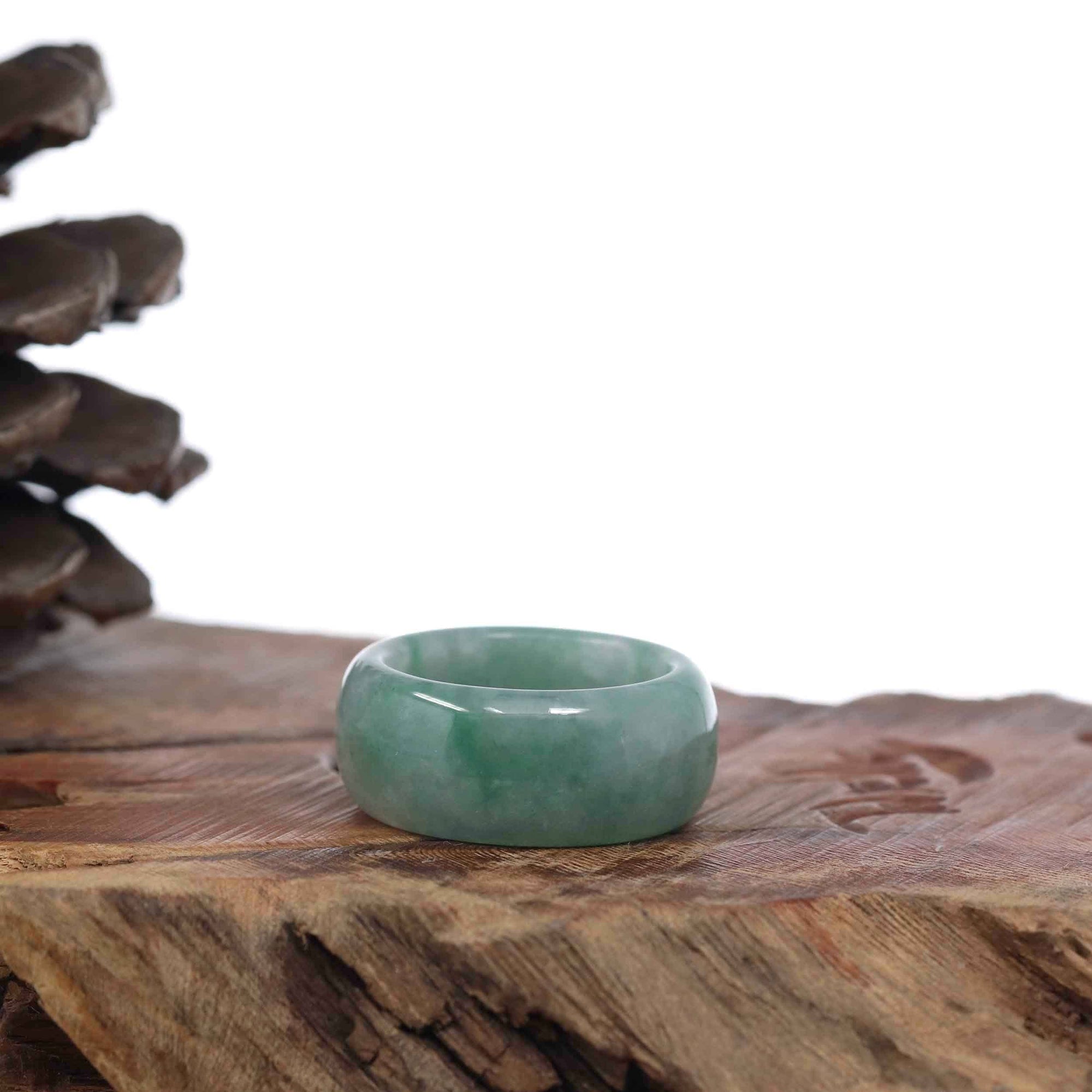 Baikalla Jewelry Jadeite Jade Bangle Bracelet Copy of Genuine Burmese Blue-green Jadeite Jade Men&#39;s Band Ring