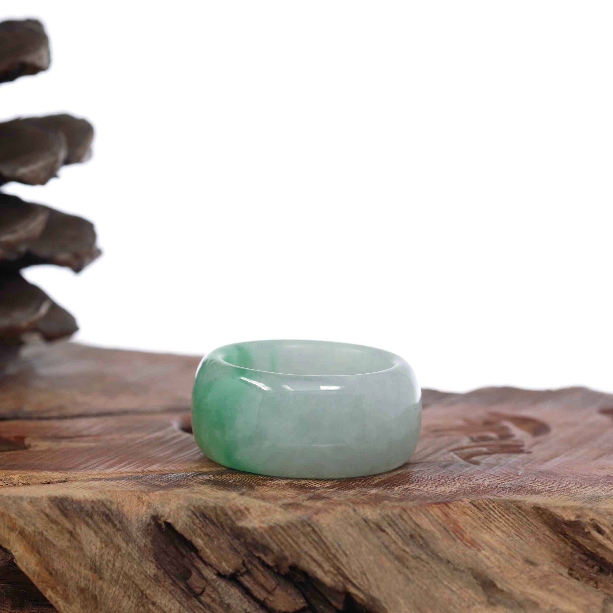 Baikalla Jewelry Jadeite Jade Bangle Bracelet Genuine Burmese Blue-green Jadeite Jade Men&#39;s Band Ring