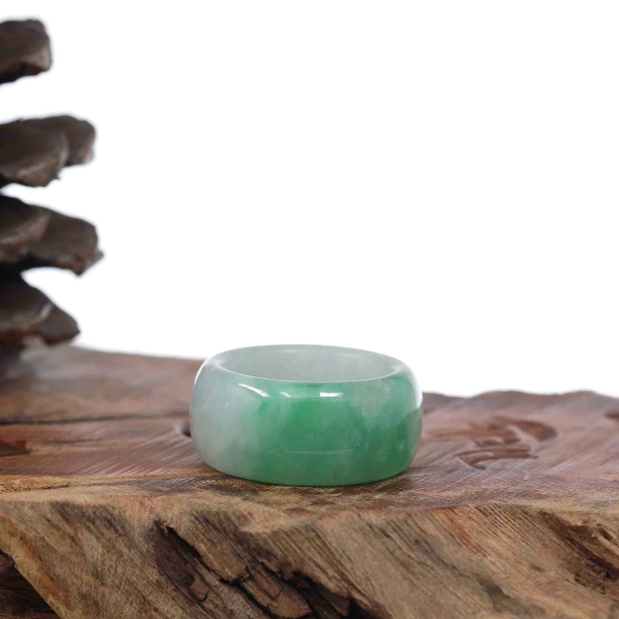 Baikalla Jewelry Jadeite Jade Bangle Bracelet Genuine Burmese Blue-green Jadeite Jade Men&#39;s Band Ring