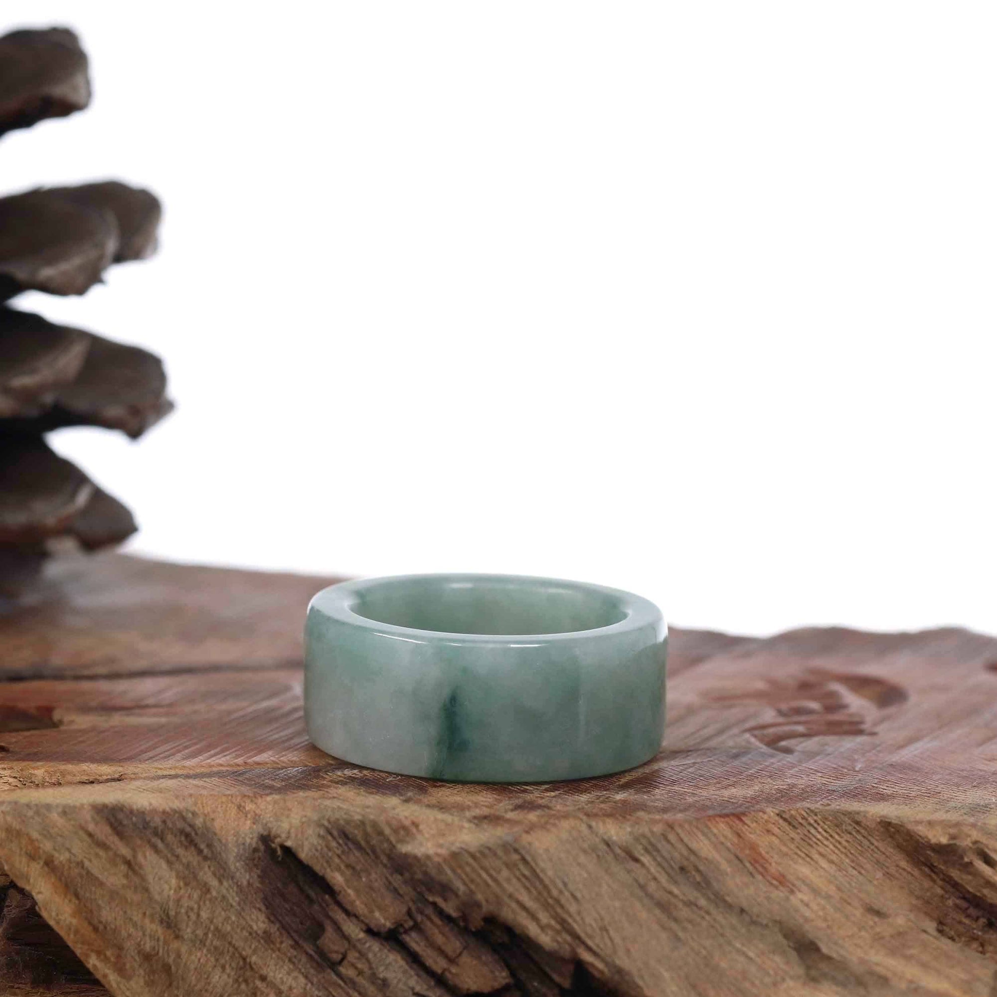 Baikalla Jewelry Jadeite Jade Bangle Bracelet Copy of Copy of Genuine Burmese Blue-green Jadeite Jade Men's Band Ring