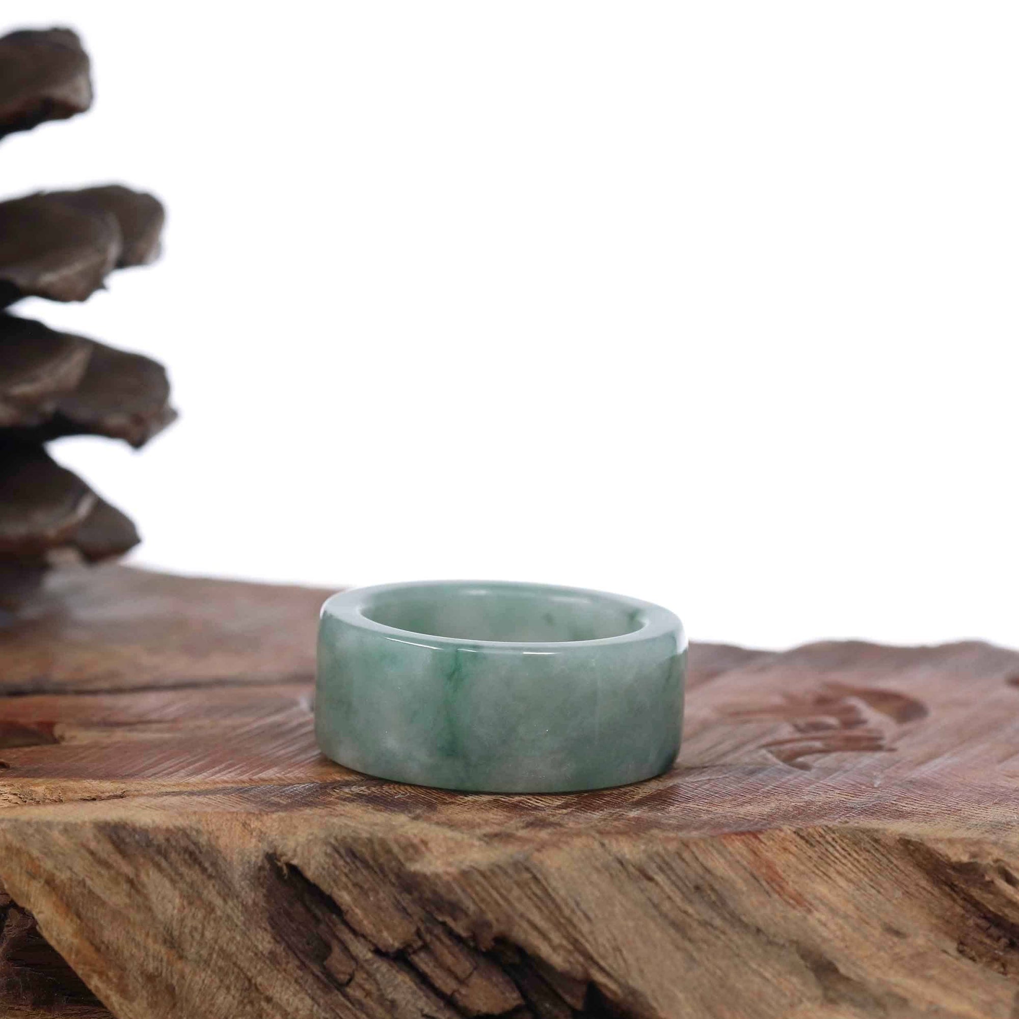 Baikalla Jewelry Jadeite Jade Bangle Bracelet Copy of Copy of Genuine Burmese Blue-green Jadeite Jade Men&#39;s Band Ring