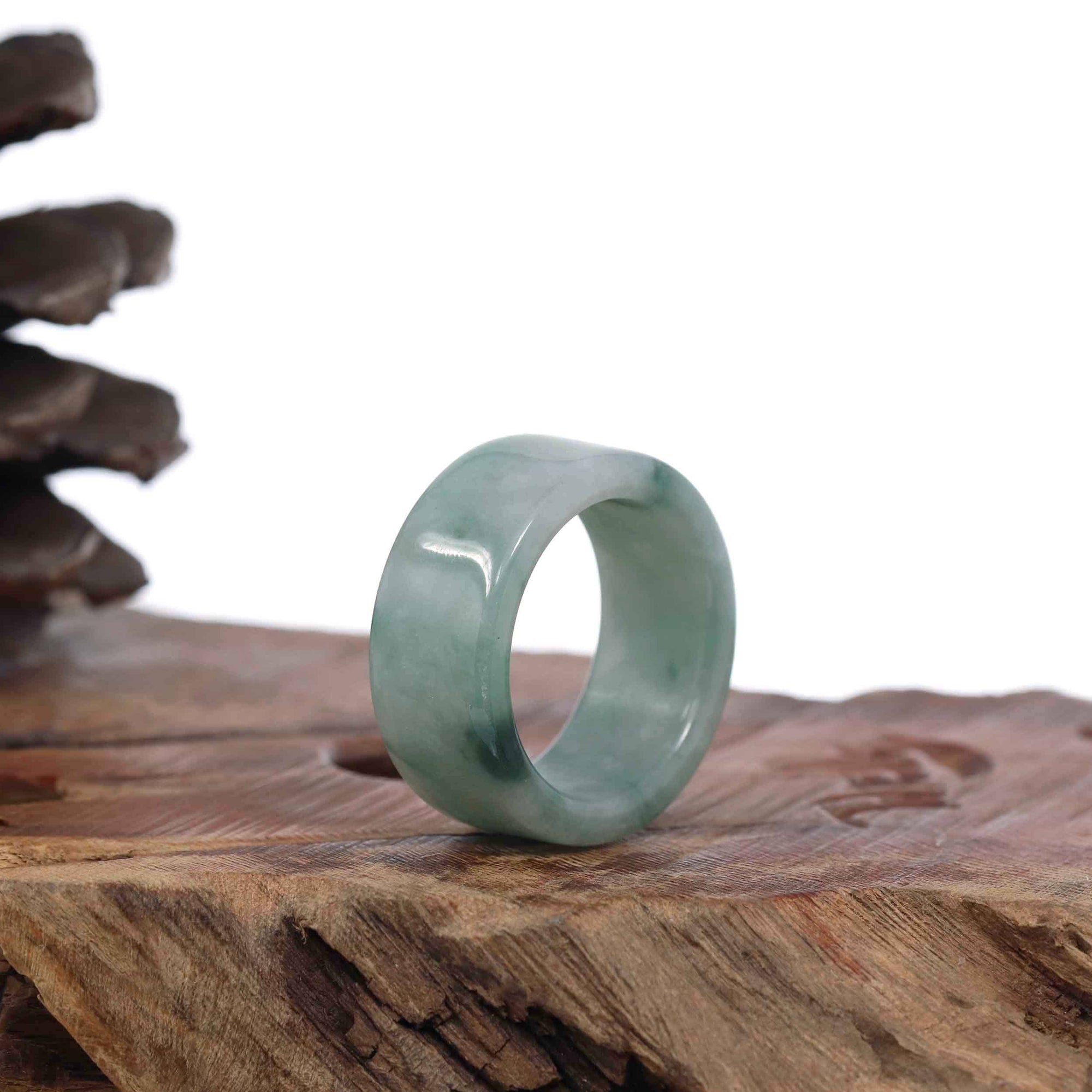 Baikalla Jewelry Jadeite Jade Bangle Bracelet Copy of Copy of Genuine Burmese Blue-green Jadeite Jade Men's Band Ring